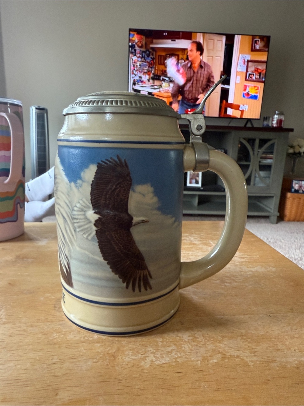1989 vintage Budweiser Ceramic Bald Eagle Beer Stein. Endangered species #27618
